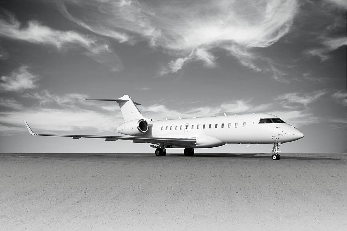 Business jet plane on the ground.